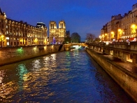 Notre Dame and River Seine at night, Paris