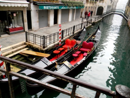 Gondolas on a Canal, Venice