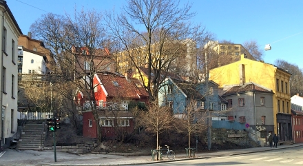 Oslo street with colourful houses